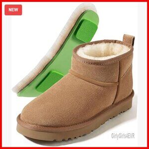 Sheepskin Ankle Boots with Arch Support, Waterproof Suede, -40°F Thermal